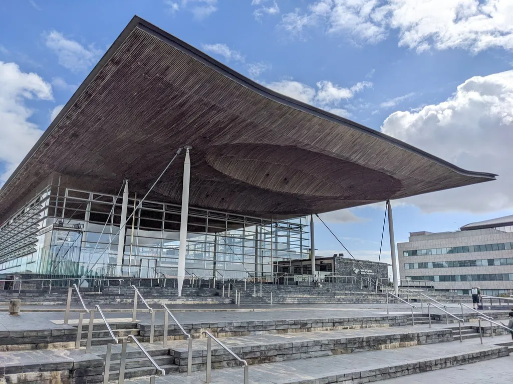 The Senedd building in Cardiff Bay, where members approved the new engine-idling fine regulations